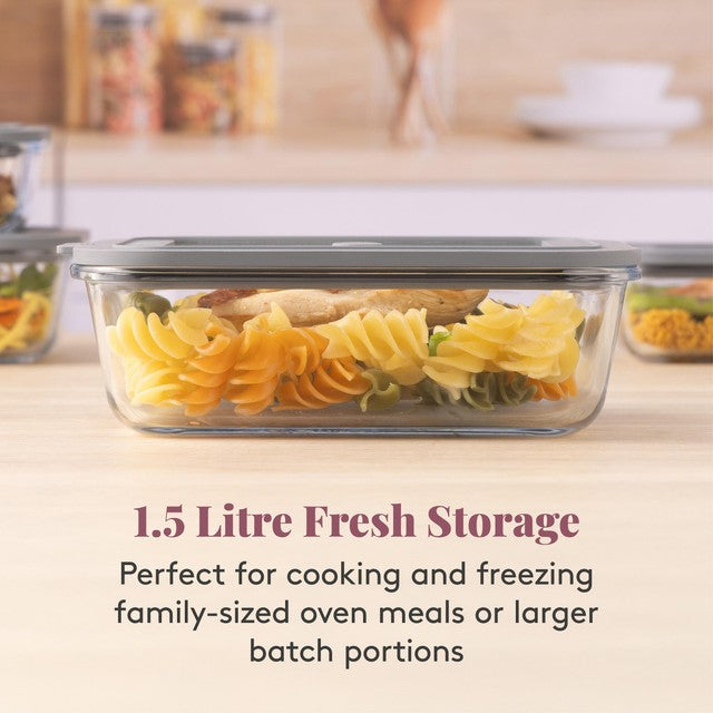 Kilner Fresh Storage Rectangle 1.5 Litre glass storage container, UK version