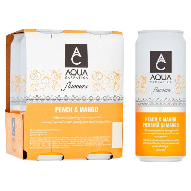 Aqua Carpatica Mango Peach Sparkling Water 4x330ml - British product