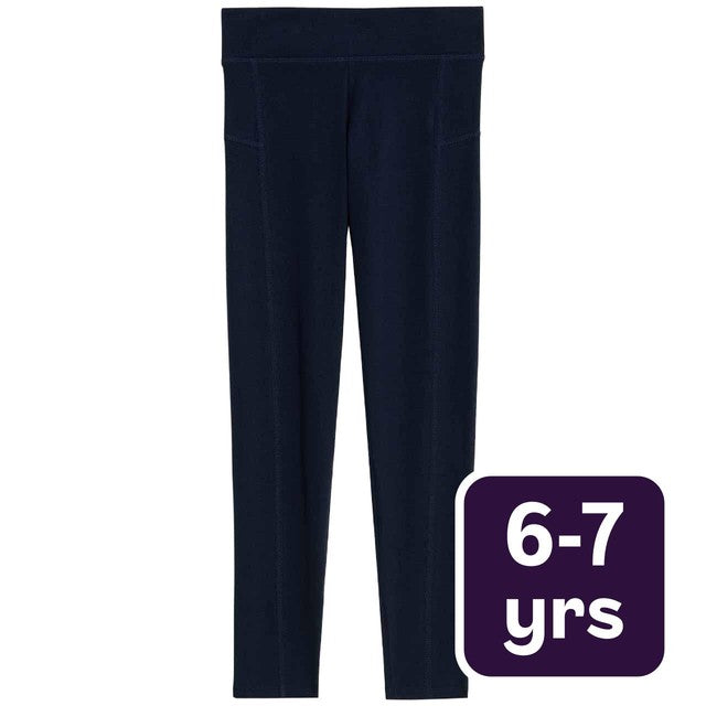 M&S Girls Cotton Rich Leggings in Navy for 6-7 years, imported from the UK