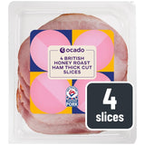 Ocado honey roast ham thick cut 4 slices, imported from the UK