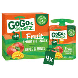 GoGo squeeZ apple and mango fruit smoothie snack 4x90g, UK version