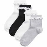 M&S Girls Cotton Socks Grey 4-pack, imported from the UK