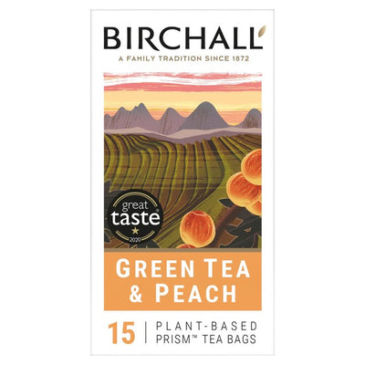 Birchall Green Tea & Peach Flavoured Tea Bags 15 Pack
