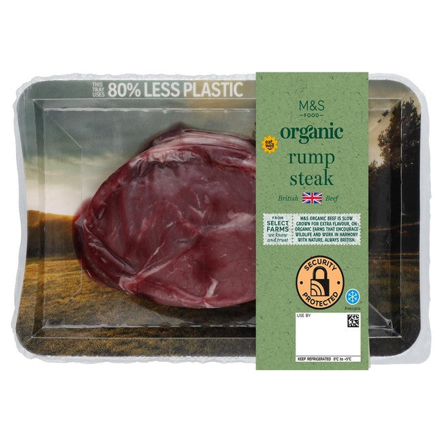 M&S Organic Beef Rump Steak 250g, imported from the UK