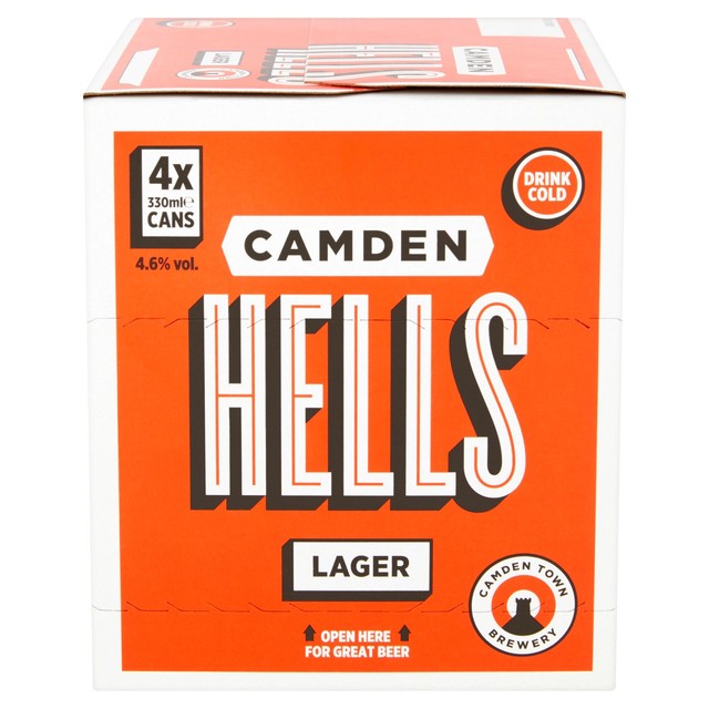 Camden Hells lager beer 4x330ml cans - British product
