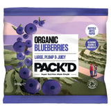 Pack'd organic large sun-ripened frozen blueberries 300g, imported from the UK