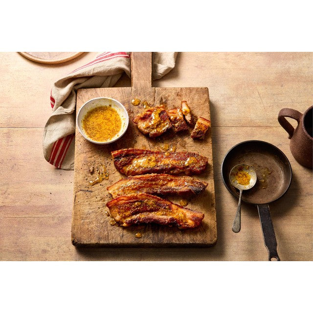 Packington Free Range Pork Belly Slices 450g, imported from the UK