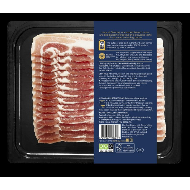 Denhay Dry Cured Unsmoked Streaky Bacon 200g - British product