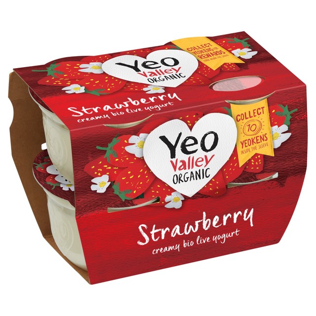 Yeo Valley Organic strawberry yoghurt pots 4 x 110g (British brand)