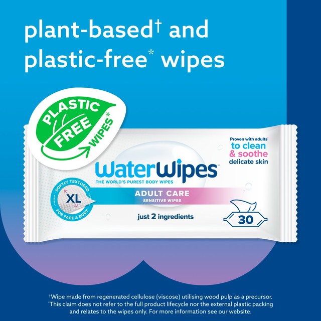 WaterWipes Adult Care Sensitive Wipes 30 pack (British brand)