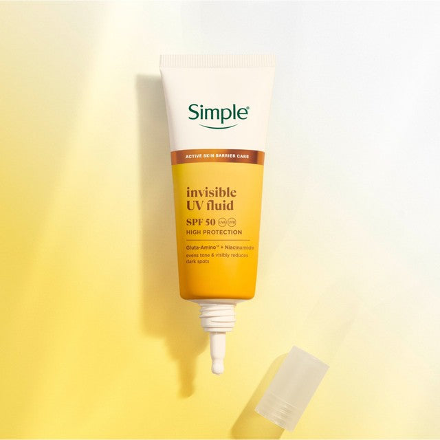 Simple Invisible UV Face Fluid Moisturiser SPF50 40ml (British brand)