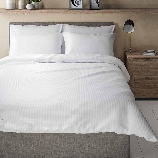 M&S Waffle Bedding Set White Single, imported from the UK
