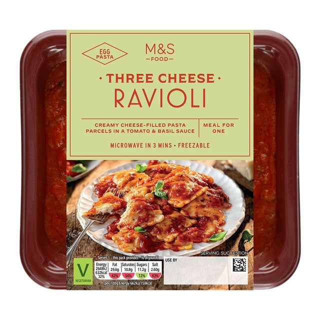 M&S Three Cheese Ravioli 400g, imported from the UK
