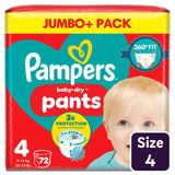 Pampers Baby-Dry Nappy Pants Size 4 Jumbo+ Pack