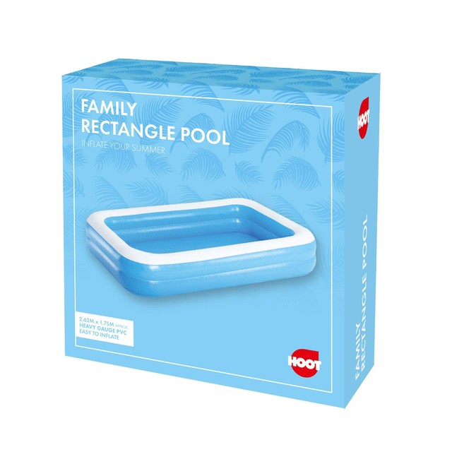 Hoot Family Rectangle Paddling Pool 2.62m x 1.75m, UK version