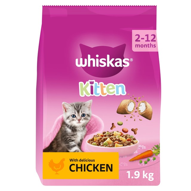 Whiskas kitten dry cat food with chicken 1.9kg (British brand)