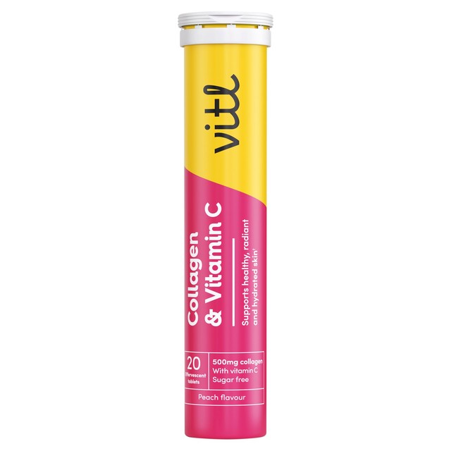 VITL collagen and vitamin C peach effervescent tablets 20 tablets (British brand)