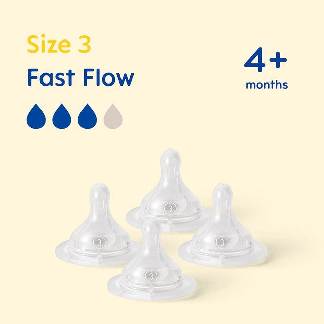 MAM Fast Flow Silicone Teats Pack of 2, imported from the UK
