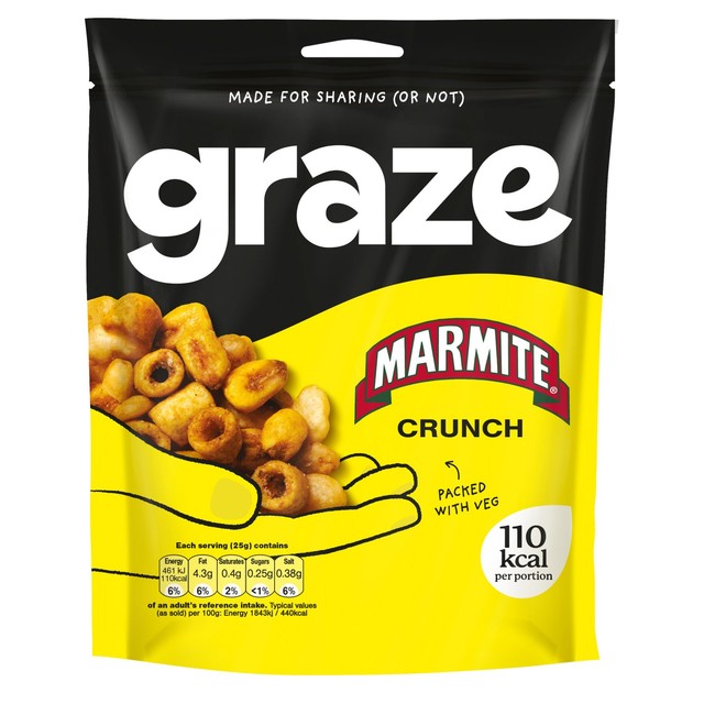 Graze Marmite Crunch sharing bag snack mix 100g, UK version