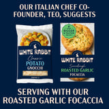 White Rabbit gluten-free roasted garlic focaccia 2 x 135g (British brand)