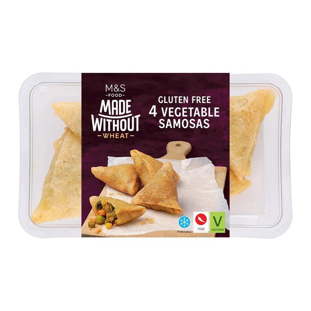 M&S Made Without vegetable samosas 108g, imported from the UK