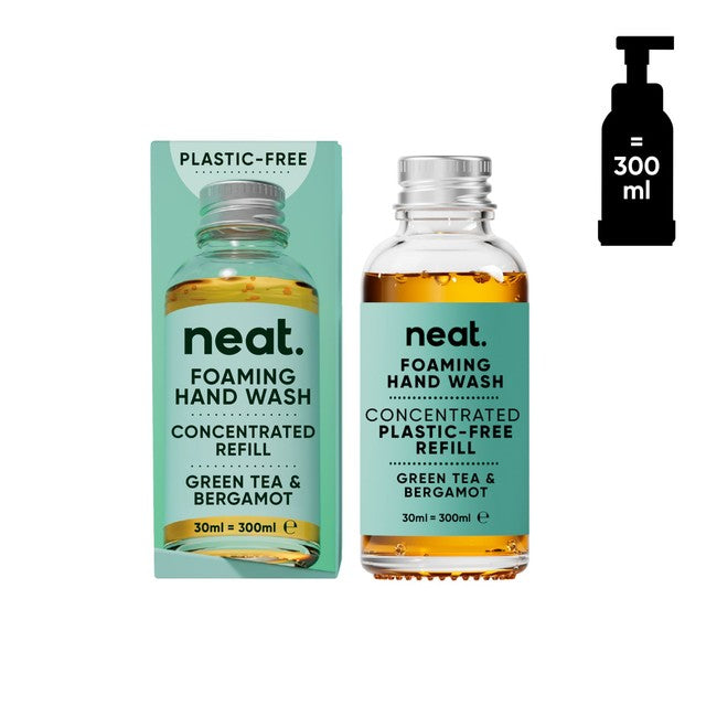 Neat foaming hand wash refill Green Tea & Bergamot 30ml, imported from the UK