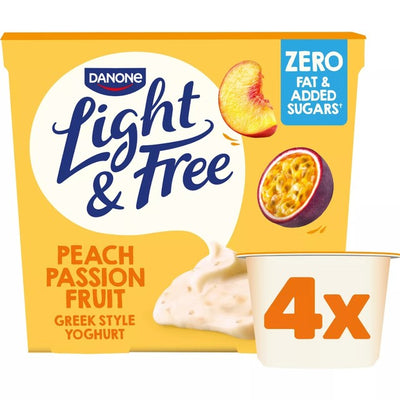 Light & Free Peach Passion Greek Style Fat Free Yoghurt Multipack 4 x 115g