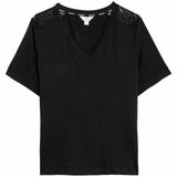 M&S Women's Body Soft Lace Detail Pyjama Top Black Medium