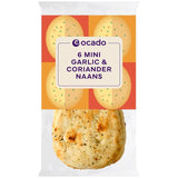 Ocado garlic & coriander naan breads 6 pack, imported from the UK