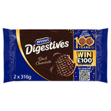 McVitie's dark chocolate digestive biscuits 2x316g twin pack, imported from the UK