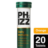 Phizz Daily Immune+ Orange Hydration and Immune Support Effervescent Tablets 20 Tablets