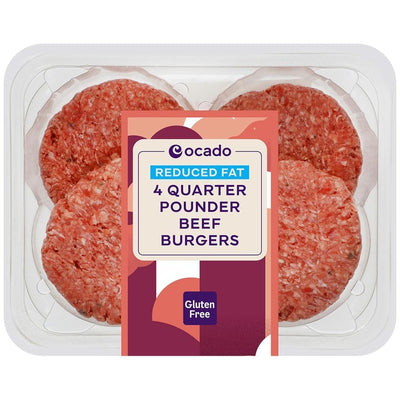 Ocado Reduced Fat Quarter Pounder Beef Burgers 454g