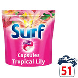 Surf 3 in 1 Laundry Washing Detergent Capsules Tropical Lily 51 Washes