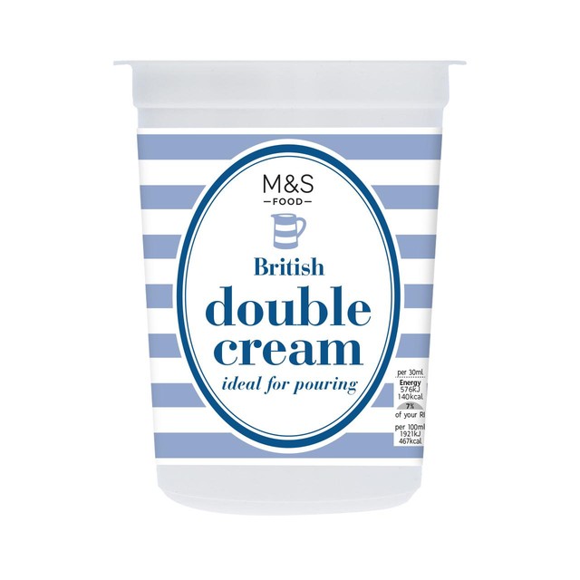 M&S British Double Cream 600ml pot, imported from the UK