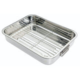 KitchenCraft Stainless Steel Roasting Tin with Rack 37 x 28 x 6.5 cm