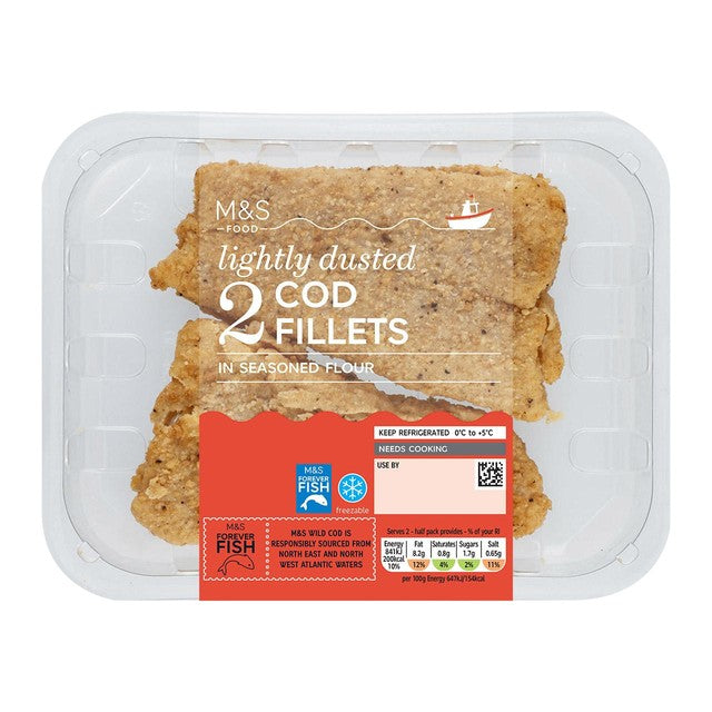 M&S lightly dusted cod fillets 260g, imported from the UK