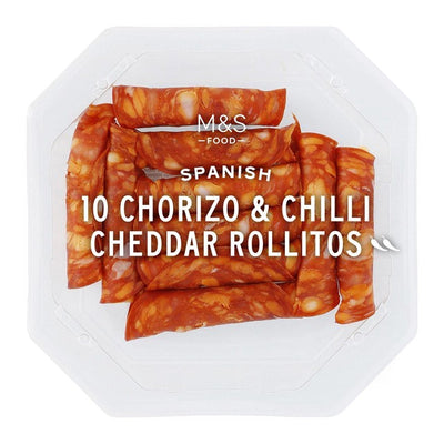 M&S Chorizo & Chilli Cheddar Rollitos Party Snack 10 per pack