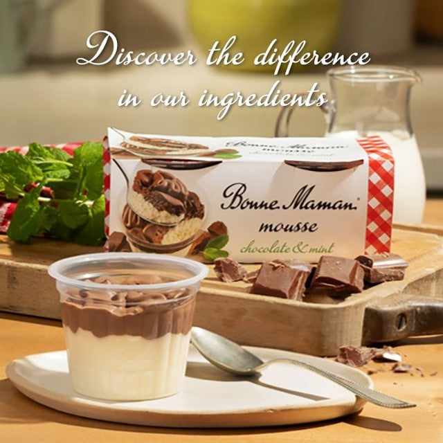Bonne Maman chocolate and mint mousse dessert 2 x 70g - British product