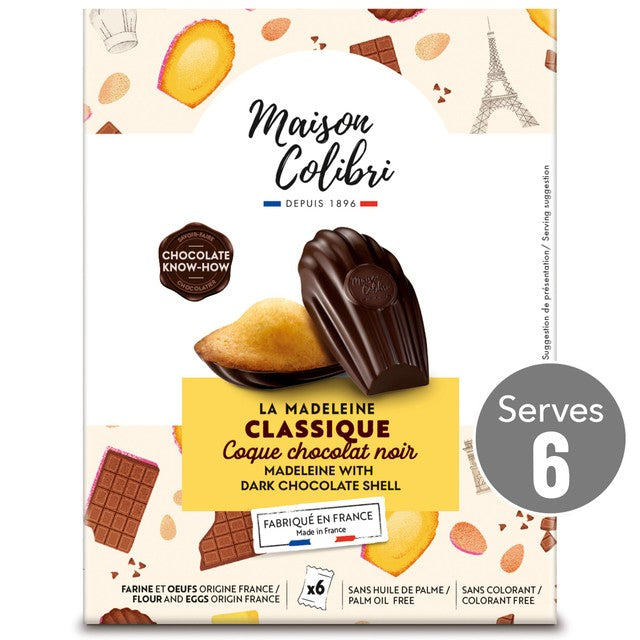 Maison Colibri madeleine with dark chocolate shell 156g, imported from the UK