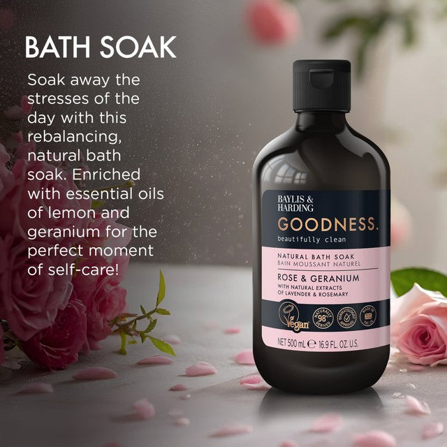 Baylis & Harding Rose & Geranium bath soak 500ml - British product