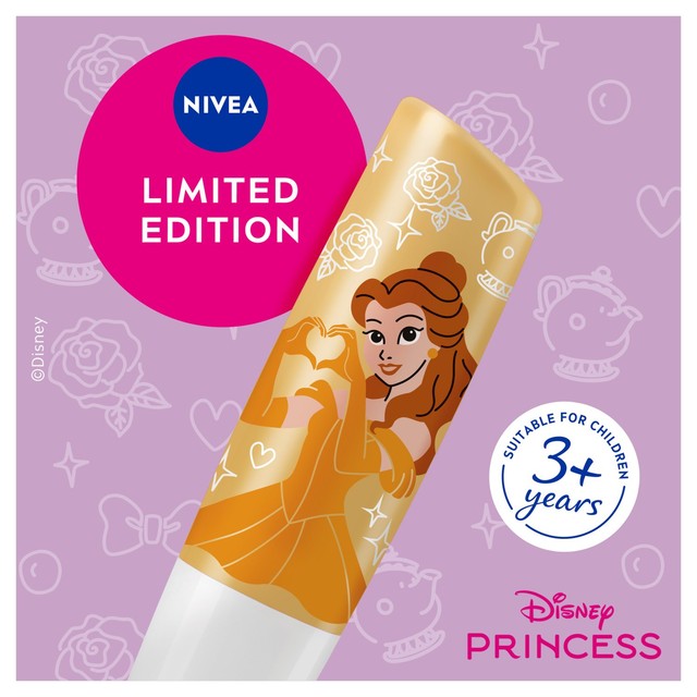 Nivea Disney Princess Belle lip balm 4.8g, imported from the UK