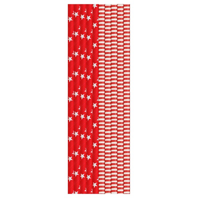 Duni Bio red and white paper straws 25 pack, imported from the UK
