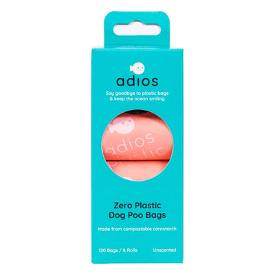 Adios Plastic Compostable Biodegradable Dog Poo Bags Pink 120 Pack