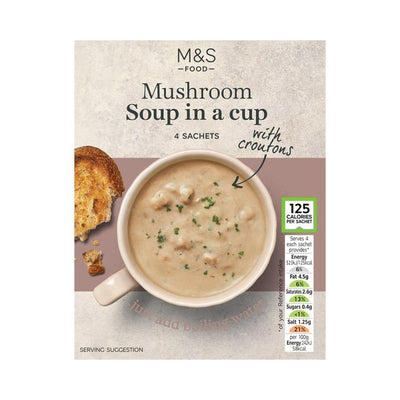 M&S Creamy Mushroom Cup Soup Instant Soup Mix 4 x 22g