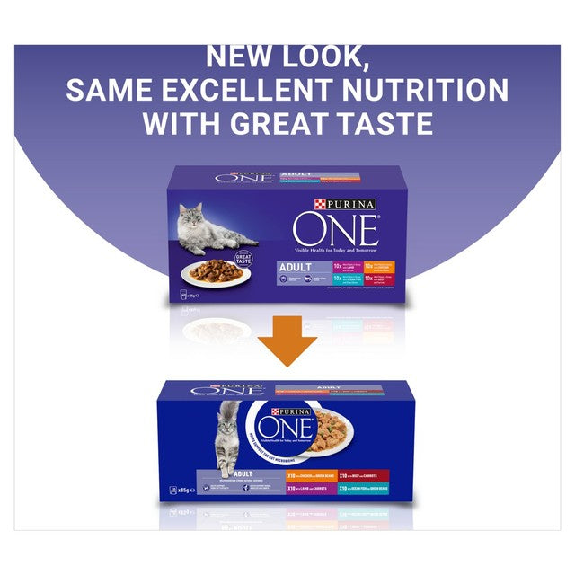 Purina One mini fillets cat food multipack 40x85g, imported from the UK