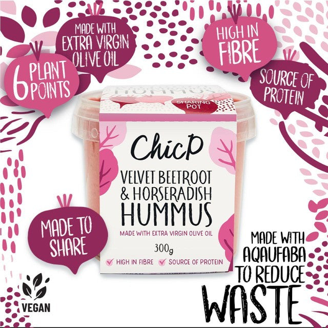 ChicP beetroot and horseradish hummus 300g - British product