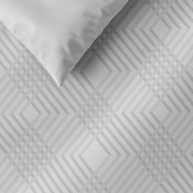 M&S Single Geometric Sateen Bedding Set Grey, imported from the UK