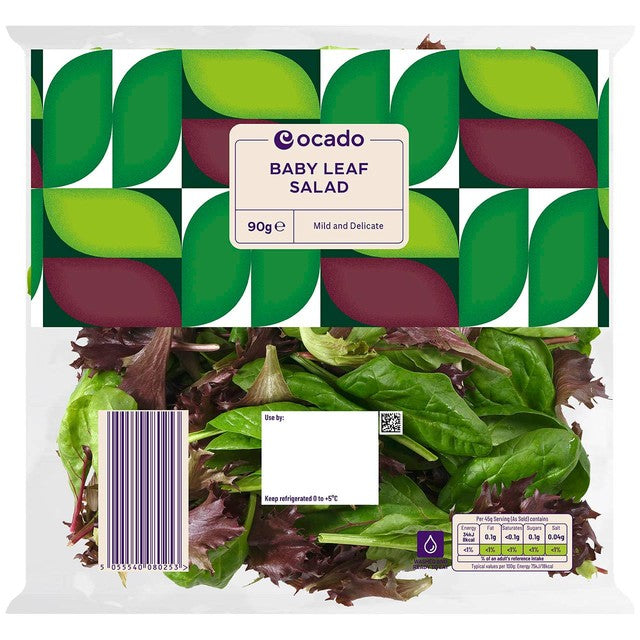 Ocado baby leaf salad 90g, imported from the UK