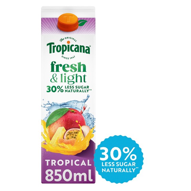 Tropicana Fresh & Light Tropical fruit juice 850ml (British brand)
