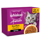 Whiskas 1+ Wet Cat Food Pouches Aromatic Poultry in Gravy 12 x 85g
